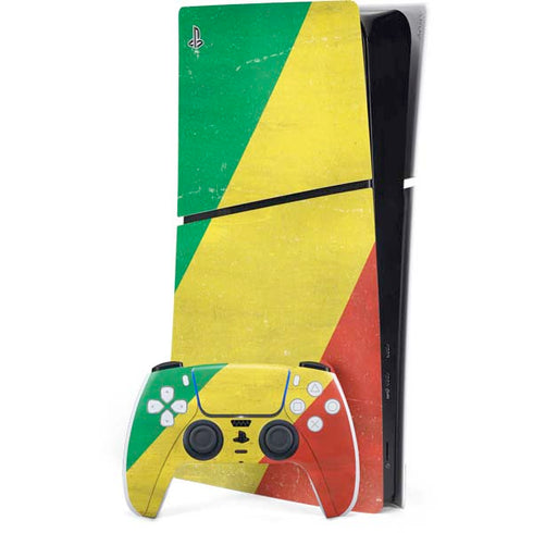 Republic of the Congo Flag Distressed PS5 Slim Digital Edition Console Skin